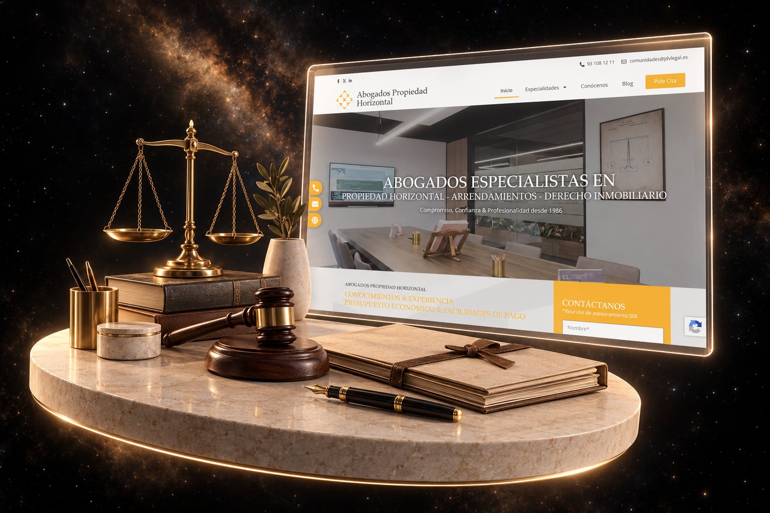 Ilustración de Abogados Propiedad Horizontal: despacho de abogados y su web