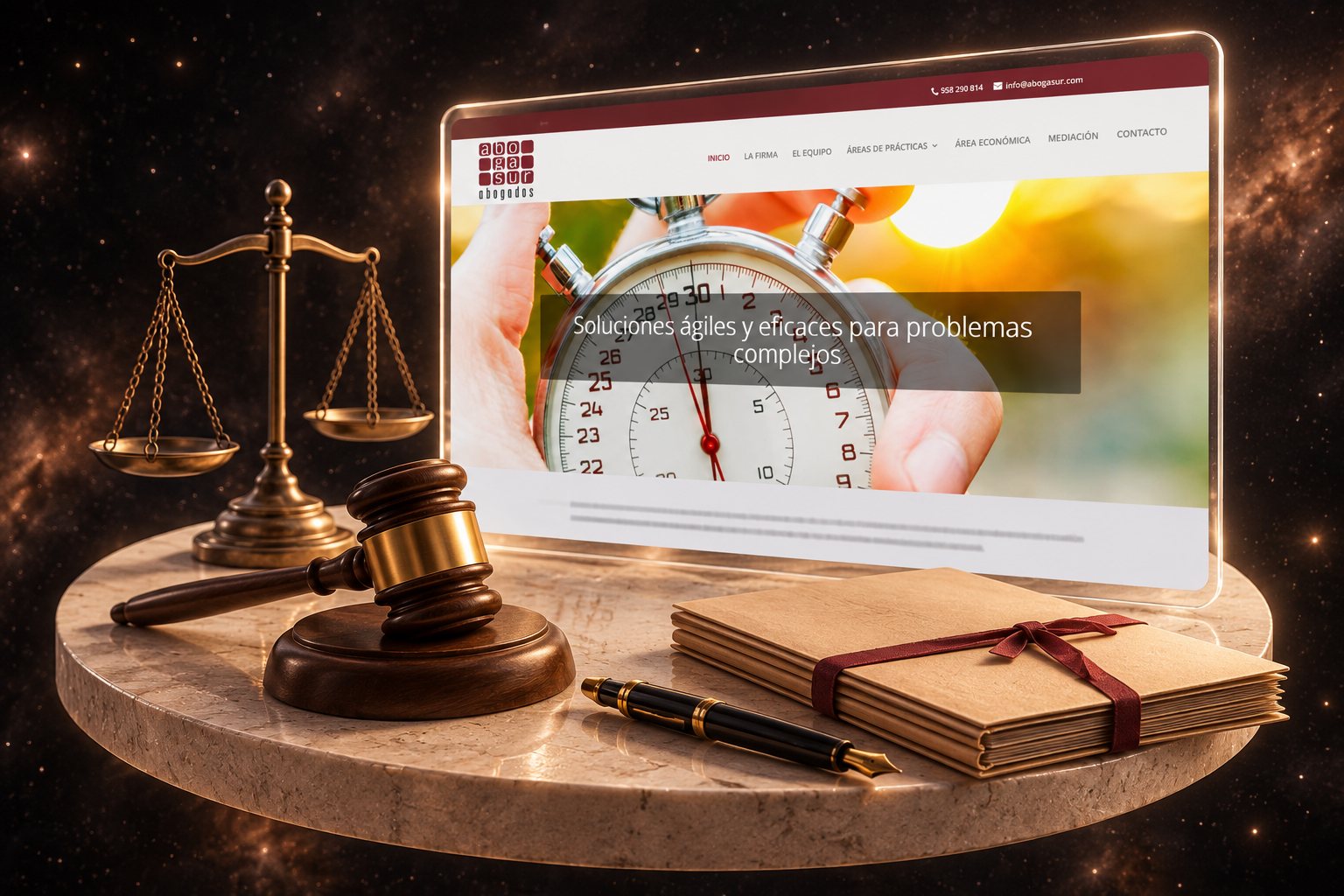 Ilustración de Abogasur: despacho de abogados y su web