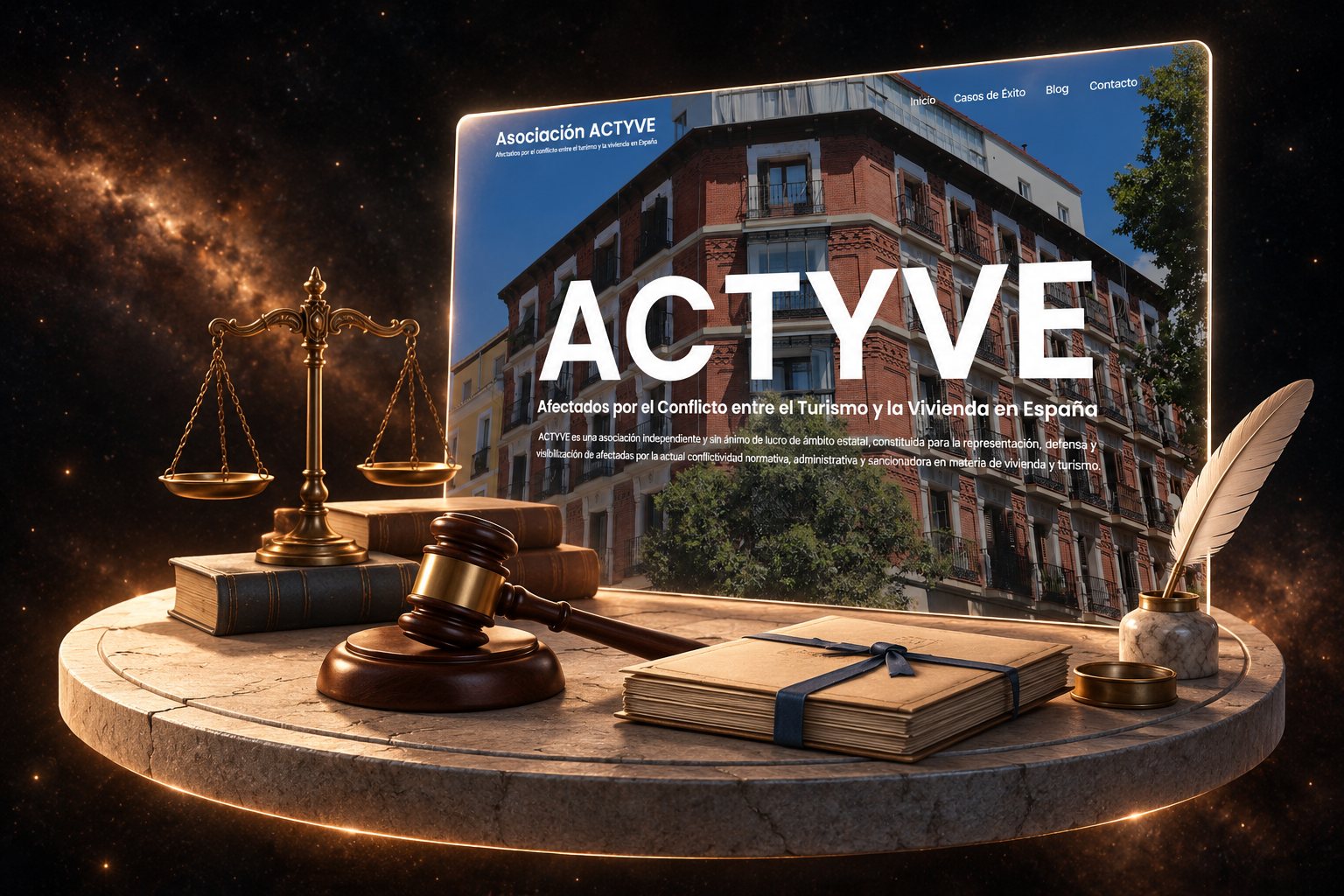 Ilustración de Actyve: asesoría legal en vivienda turística y su web