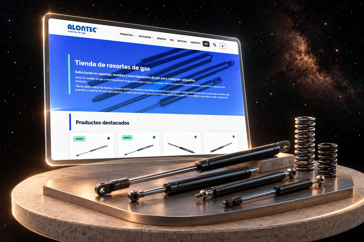 Ilustración de Alontec: suministro industrial y su web