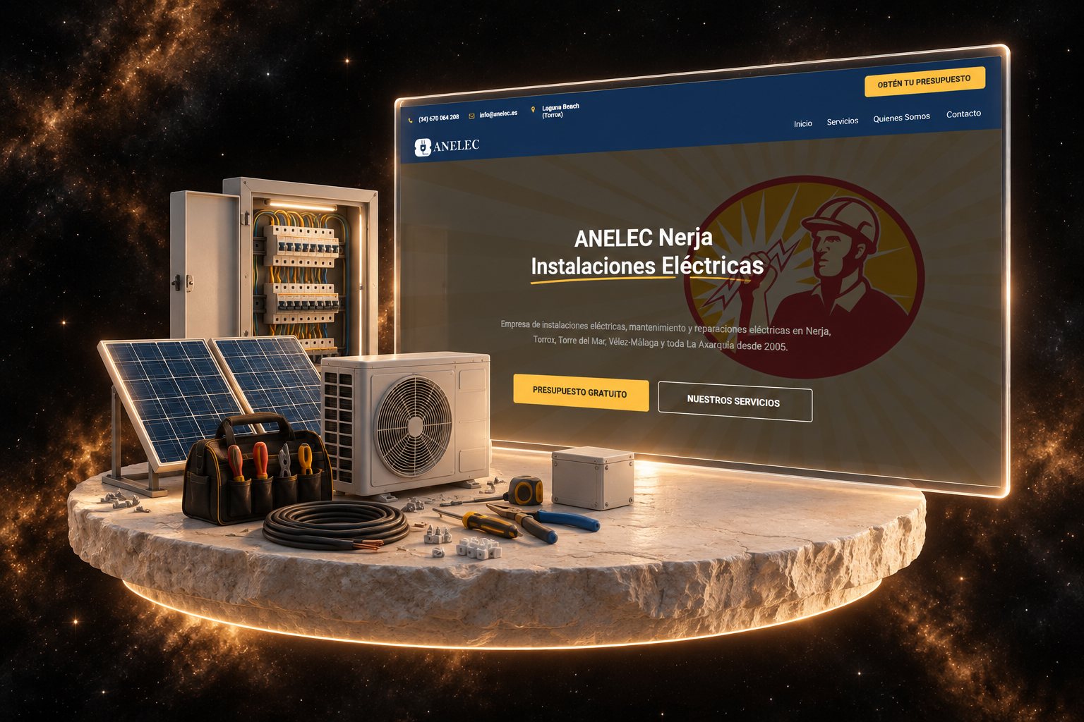 Ilustración de Anelec: electricistas y su web