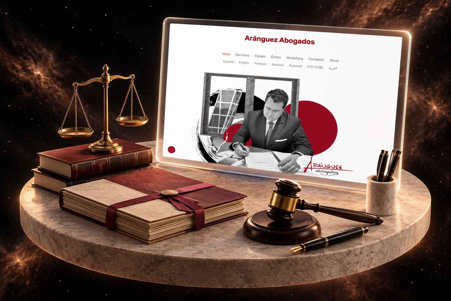 Ilustración de Aránguez Abogados: despacho de abogados y su web