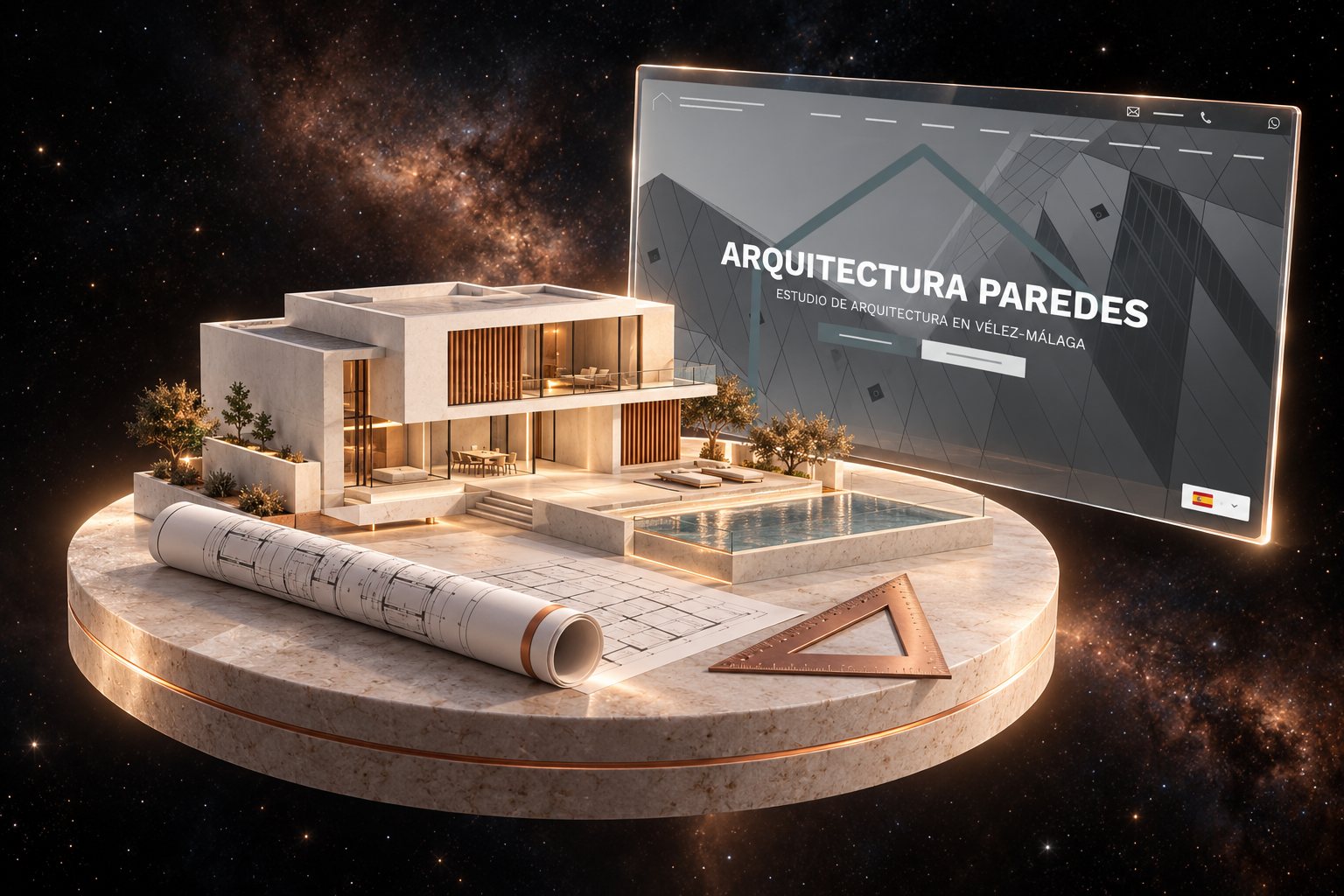 Ilustración de Arquitectura Paredes: estudio de arquitectura y su web