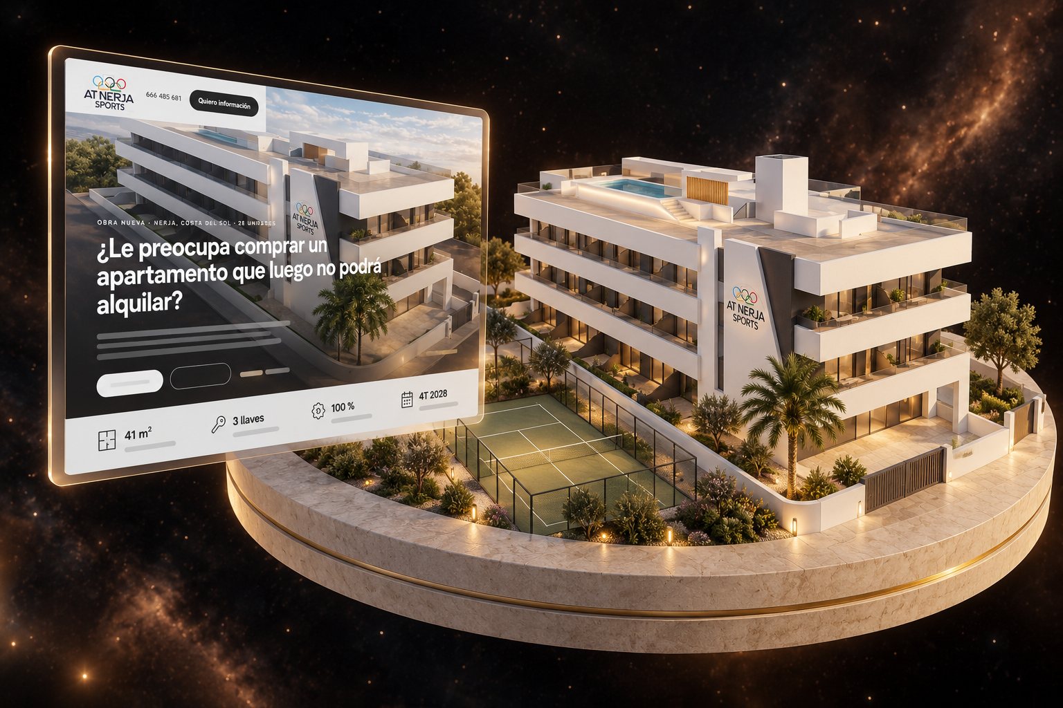 Ilustración de AT Nerja Sports: promoción inmobiliaria y su web