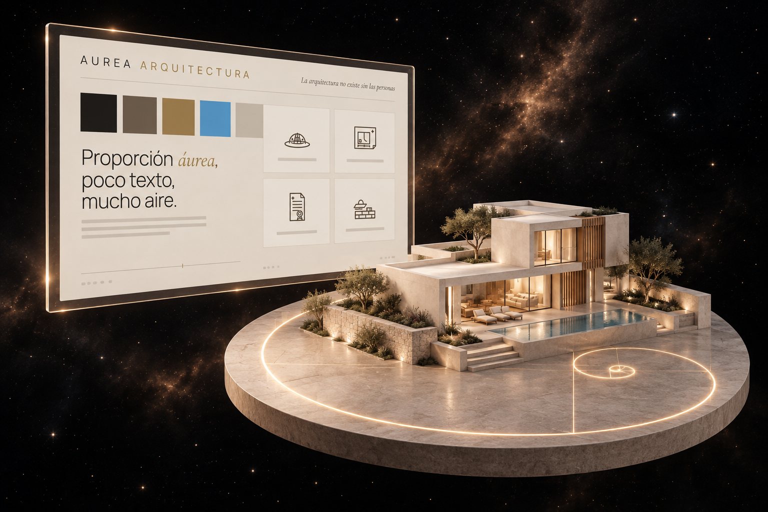 Ilustración de Aurea Arquitectura: estudio de arquitectura y su web