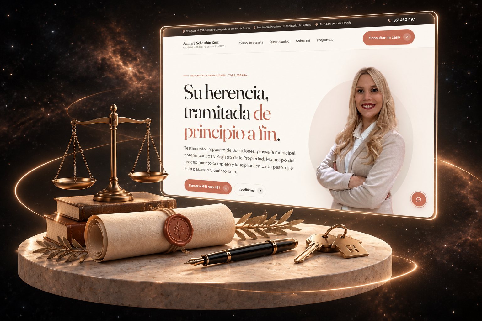 Ilustración de Azahara Sebastián: abogada de herencias y su web