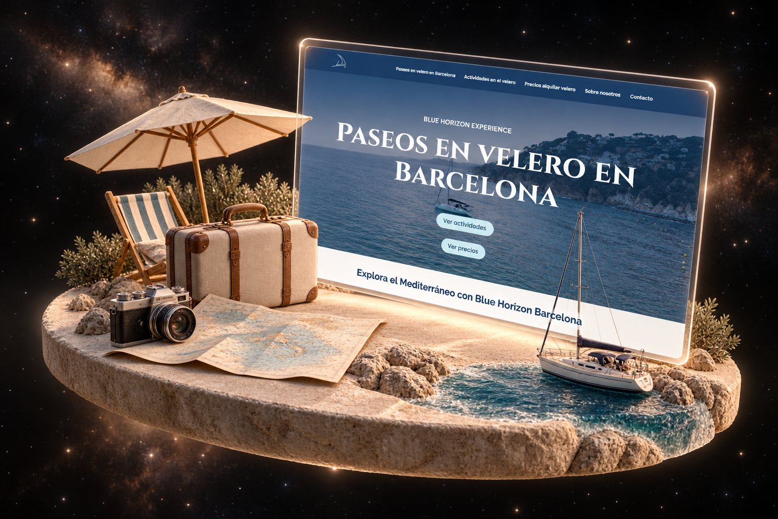 Ilustración de Blue Horizon: paseos en velero y su web