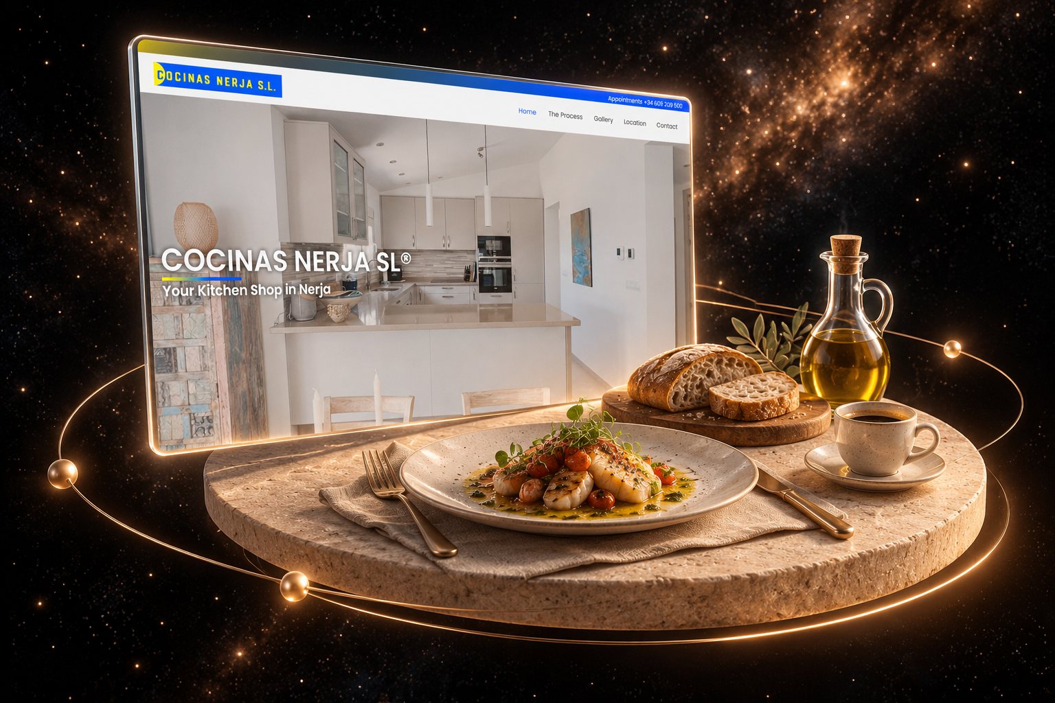 Ilustración de Cocinas Nerja: tienda de cocinas y su web
