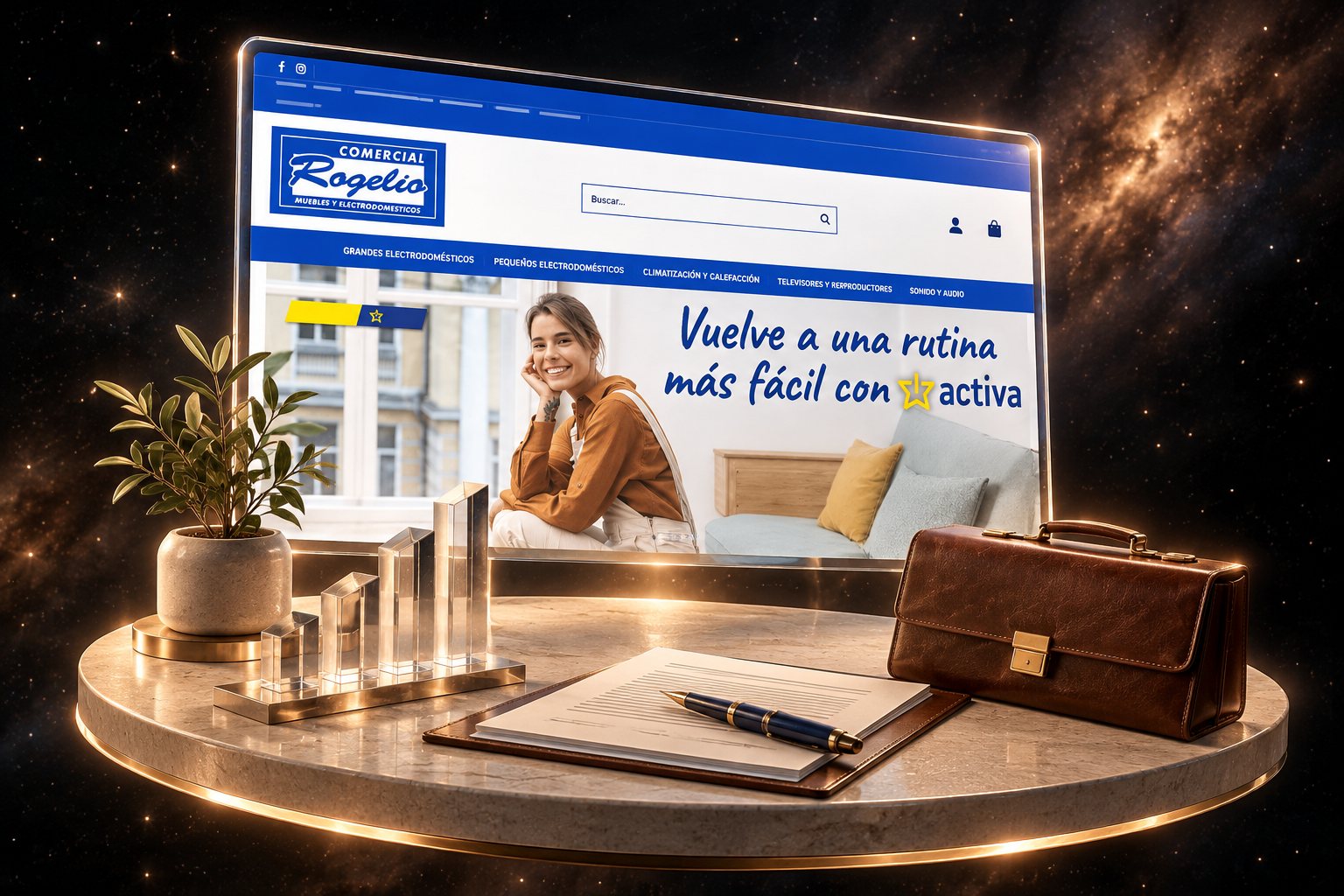 Ilustración de Comercial Rogelio: electrodomésticos y su web