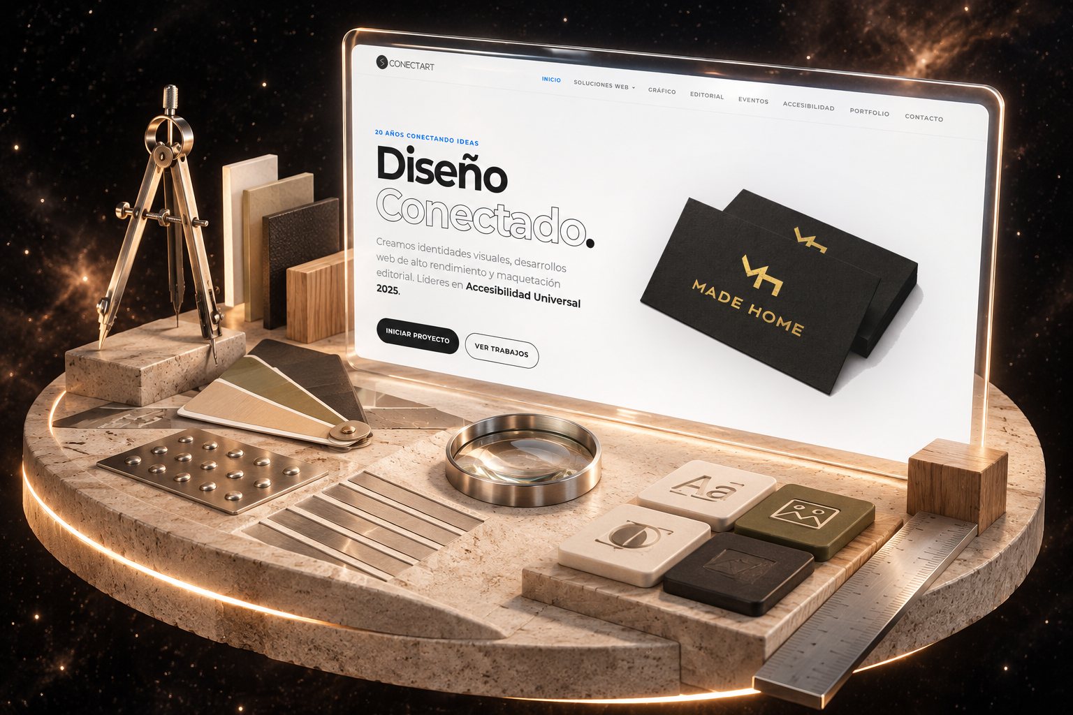 Ilustración de ConectArt: diseño creativo y accesibilidad y su web