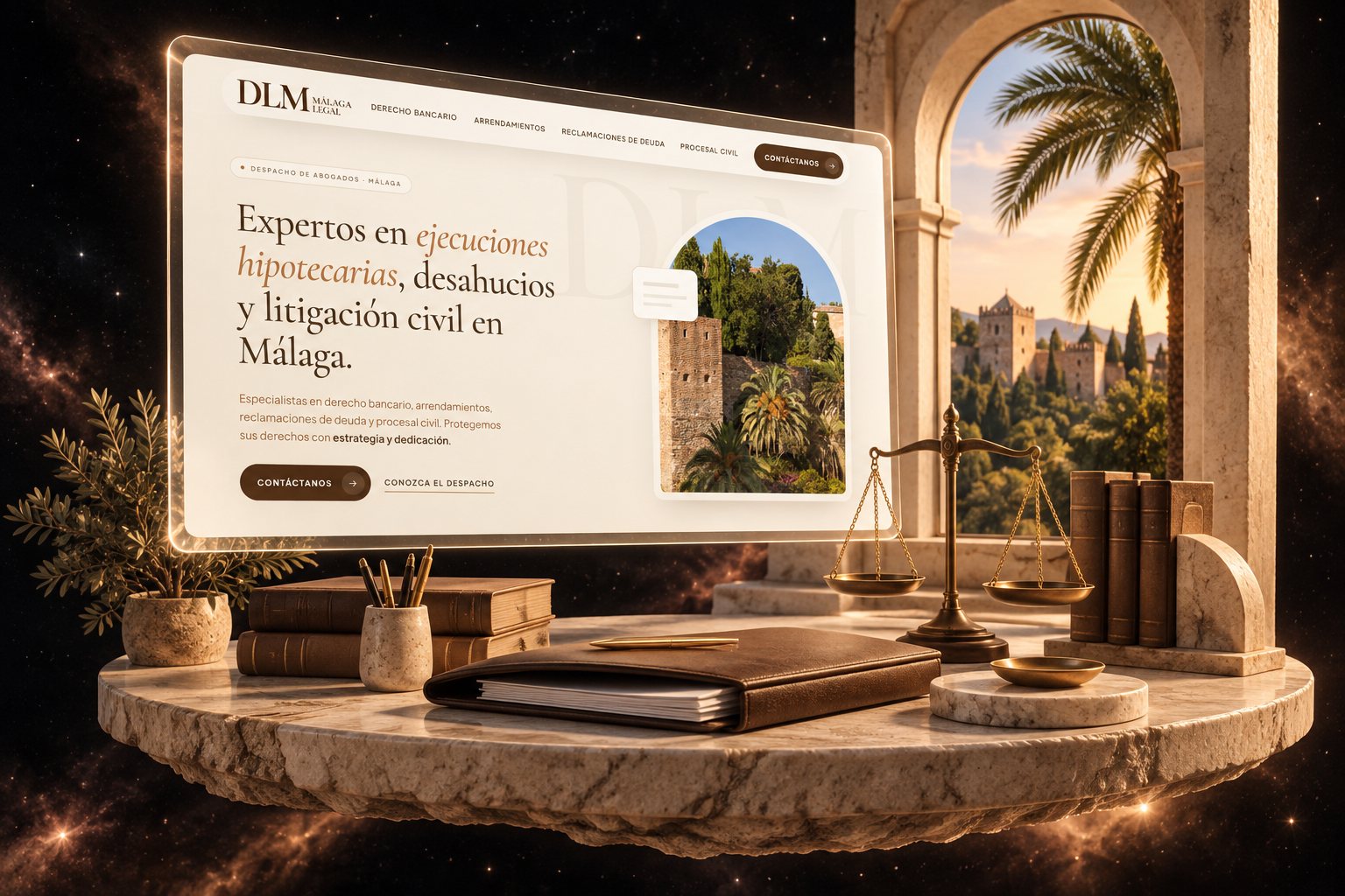 Ilustración de DLM Málaga Legal: despacho de abogados y su web