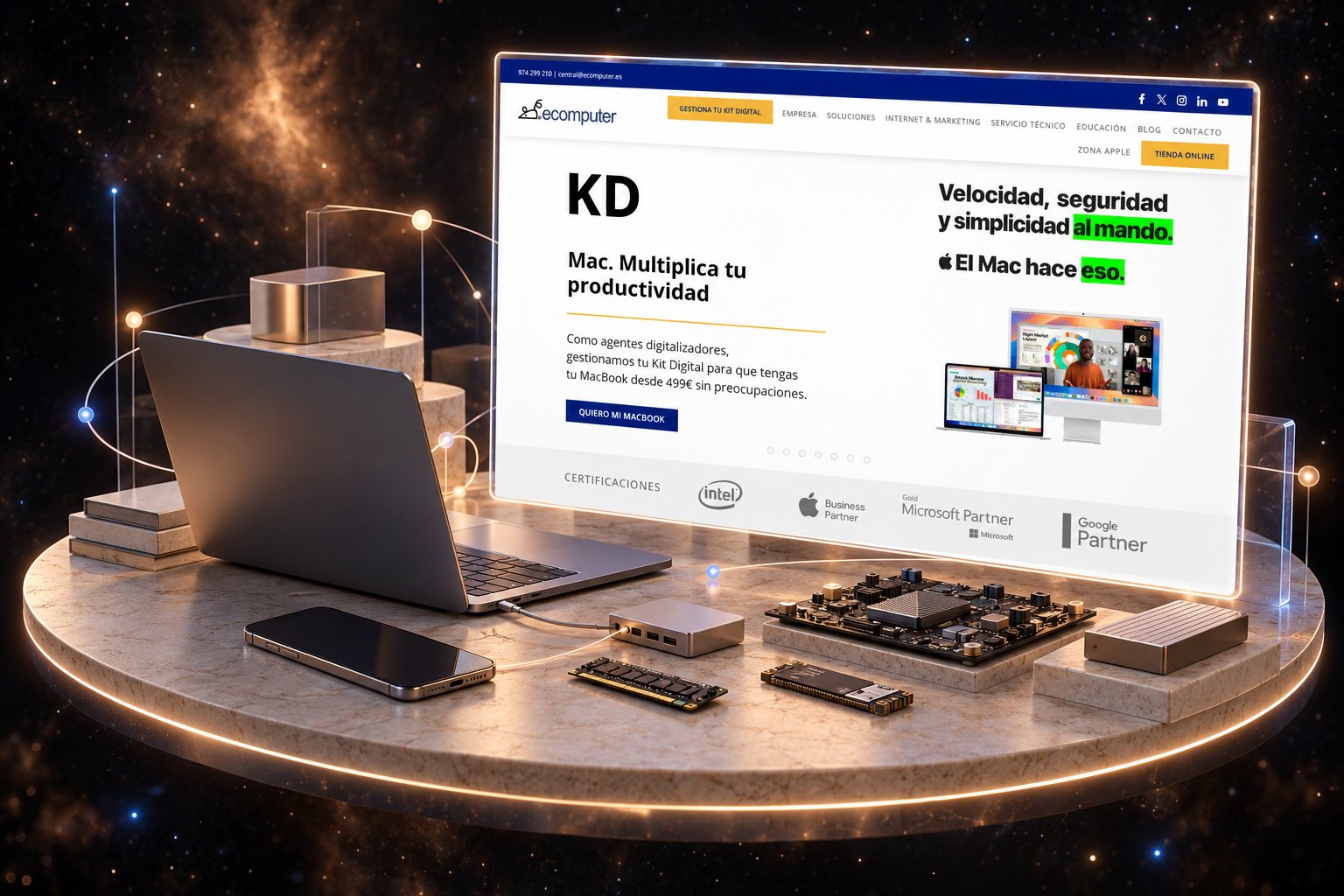 Ilustración de Ecomputer: informática y su web