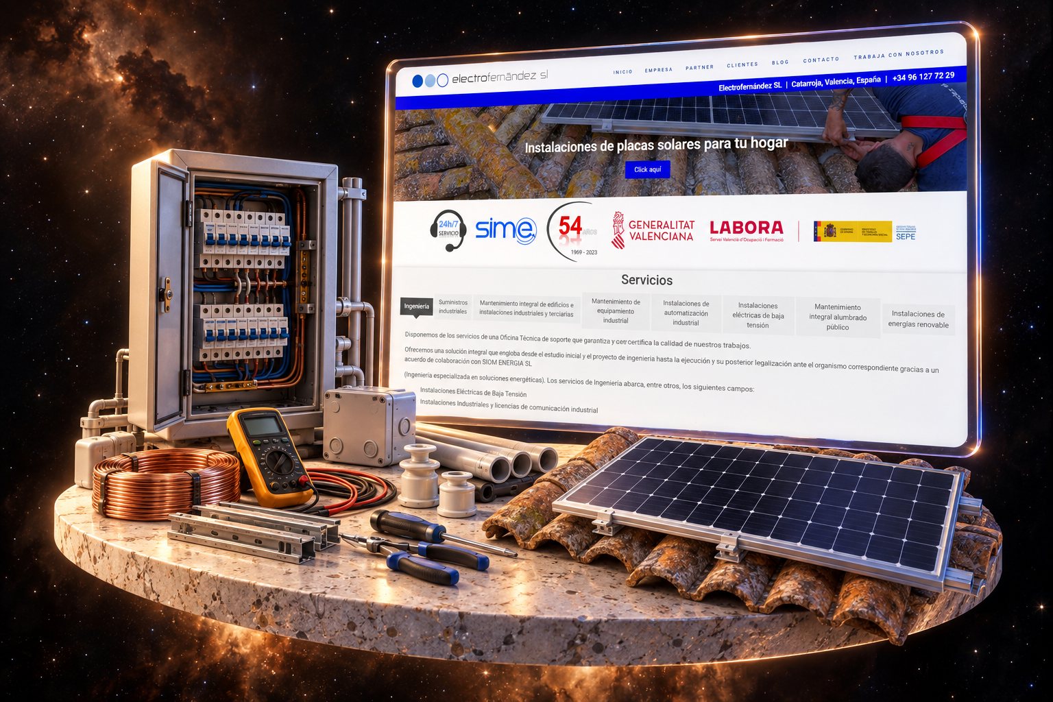 Ilustración de Electrofernández: instalador eléctrico y su web