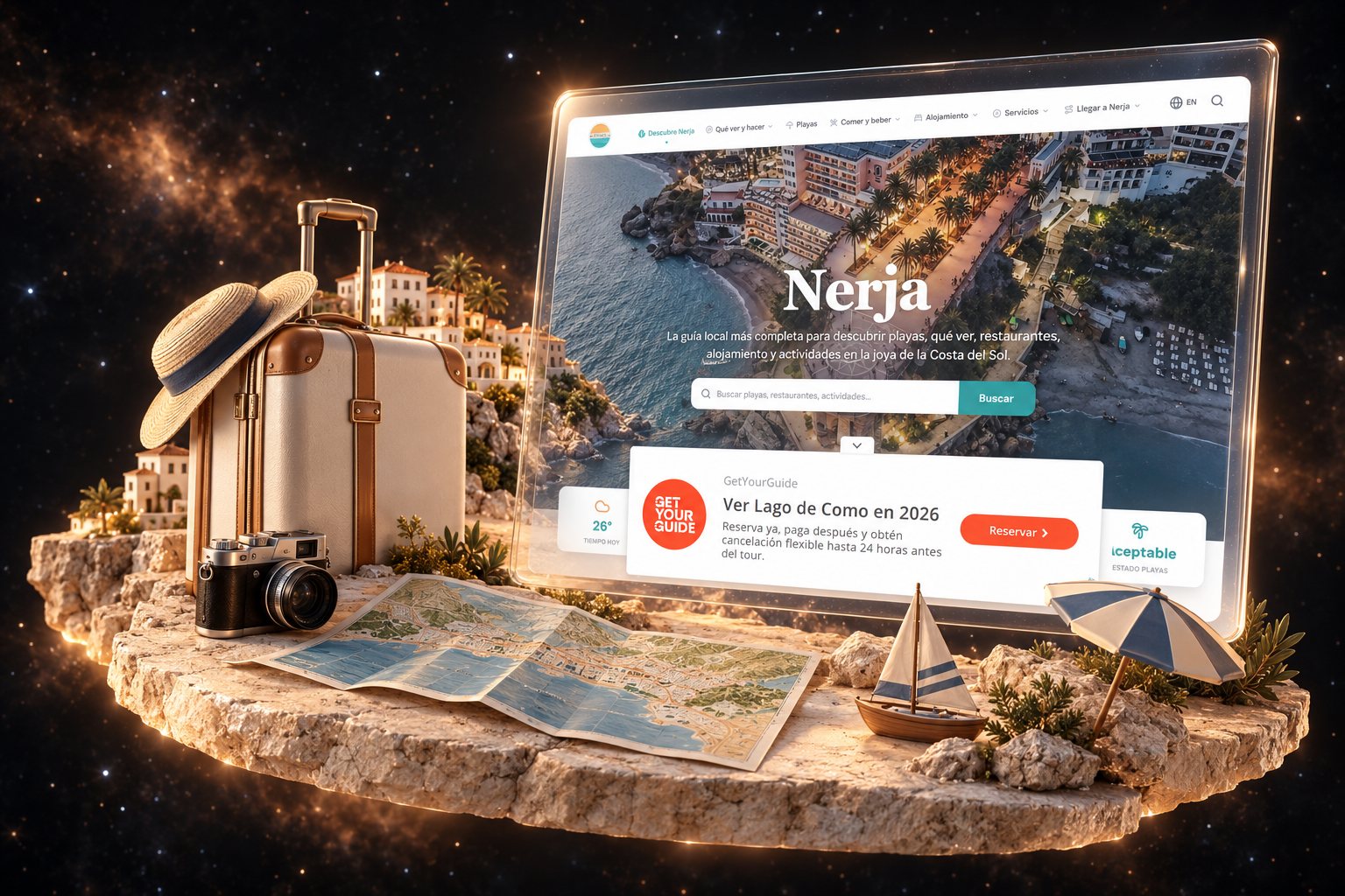 Ilustración de EsNerja: guía turística y su web