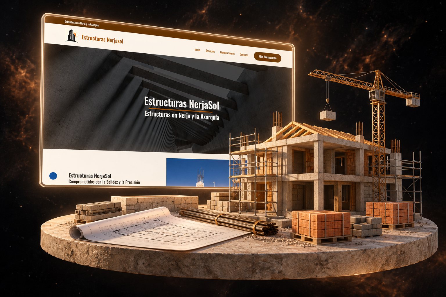Ilustración de Estructuras NerjaSol: estructuras y construcción y su web