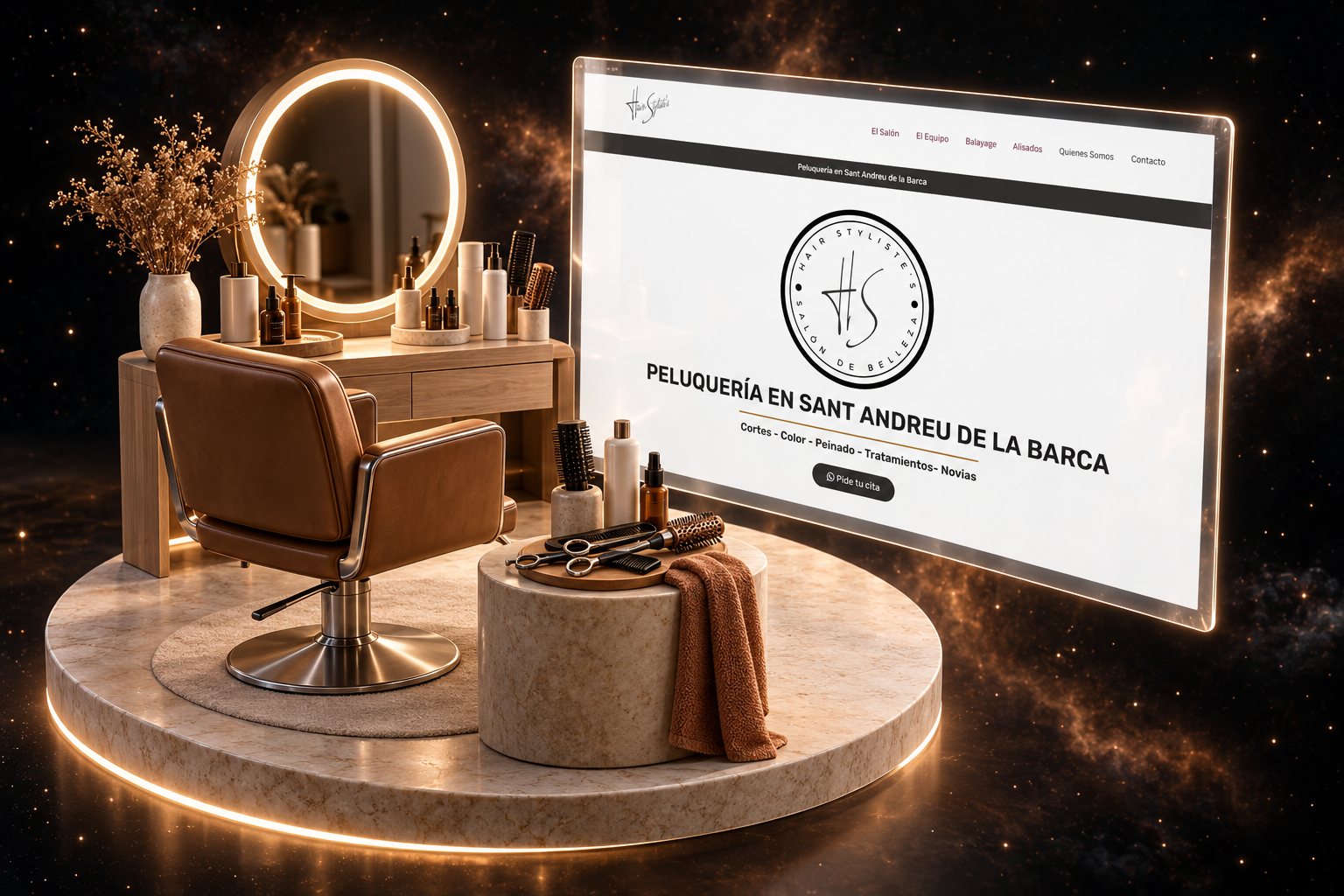 Ilustración de Hair Stylistes: peluquería y su web