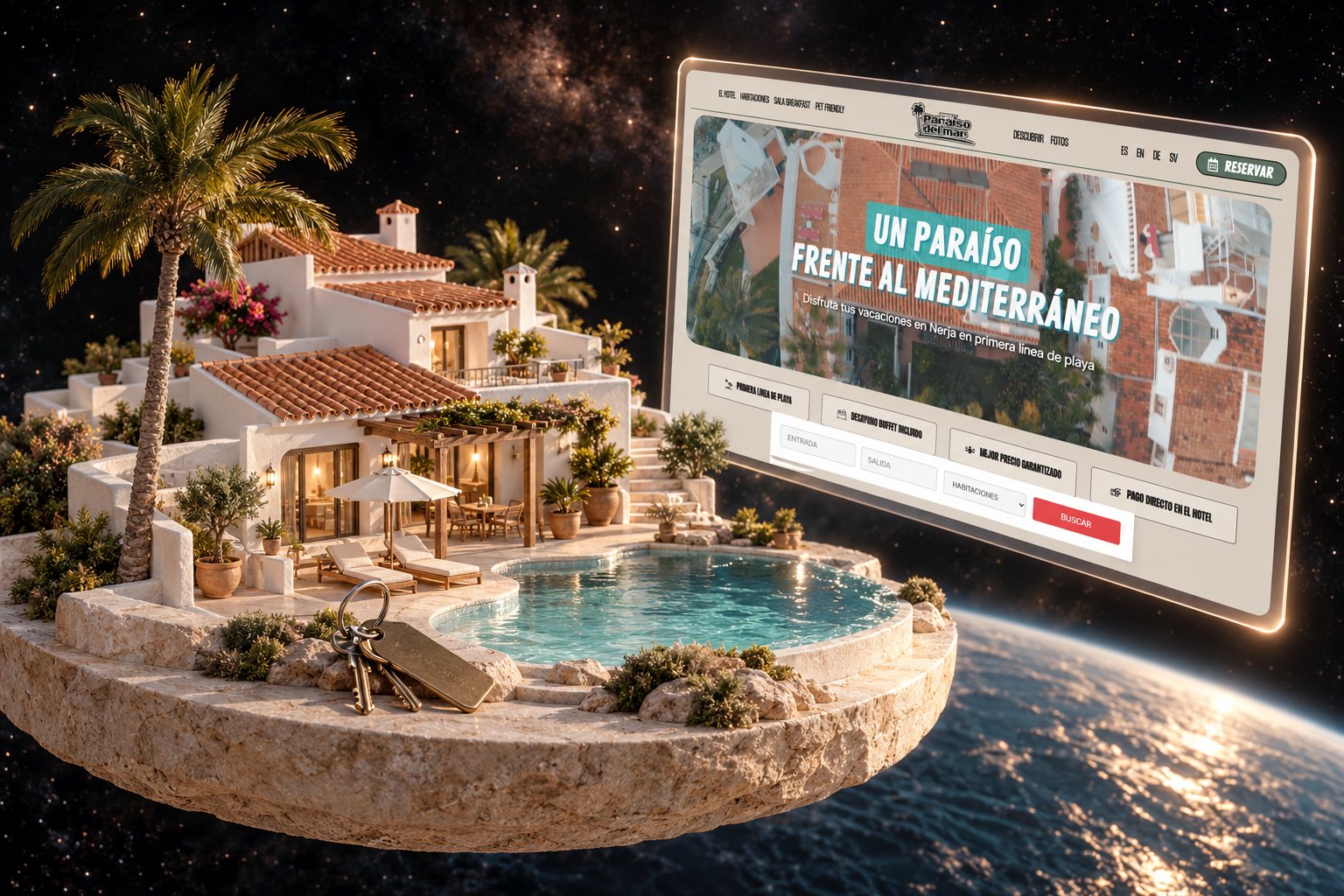 Ilustración de Hotel Paraíso del Mar: hotel y su web