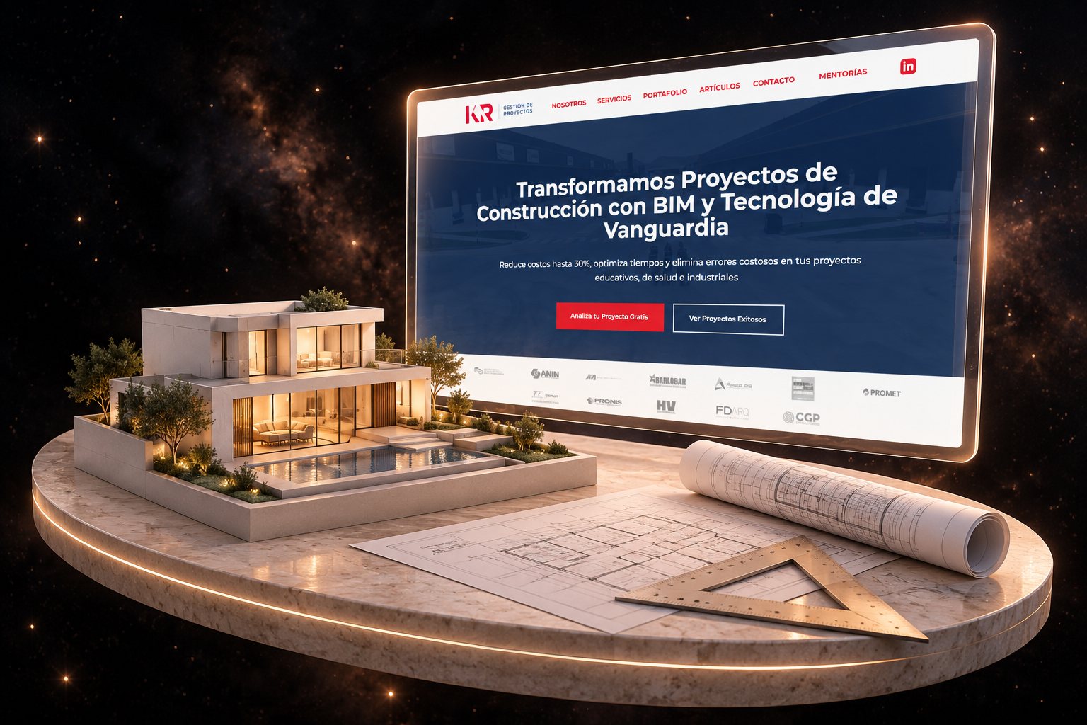 Ilustración de KR Arquitectos: estudio de arquitectura y su web