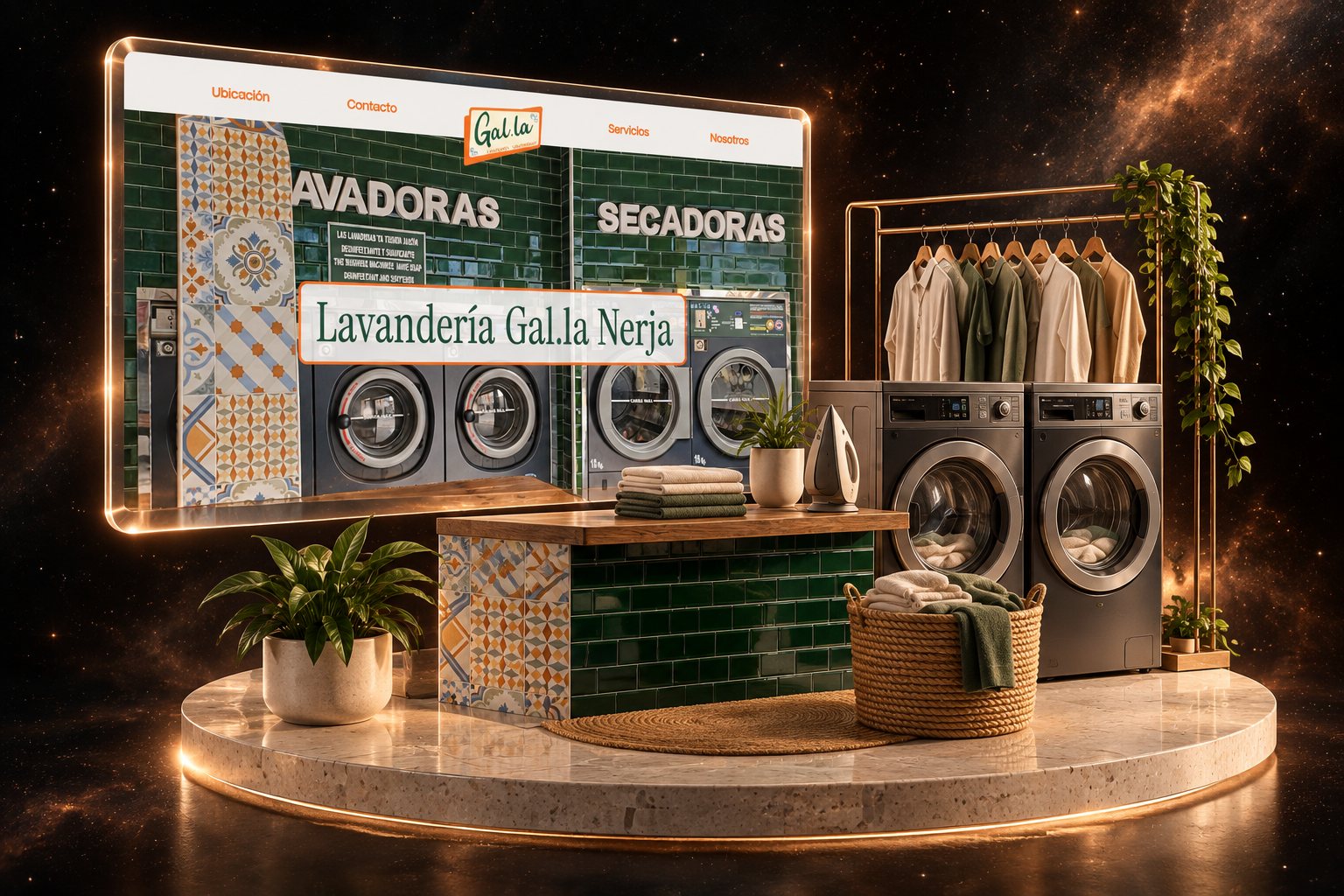Ilustración de Lavandería Gal·la: lavandería y su web