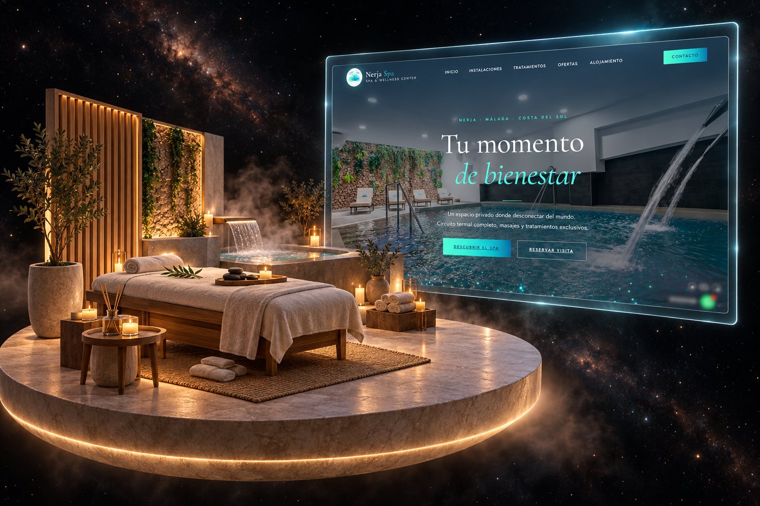 Ilustración de Nerja Spa: spa y masajes y su web