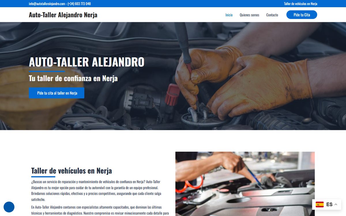 Portada de la web de Autotaller Alejandro
