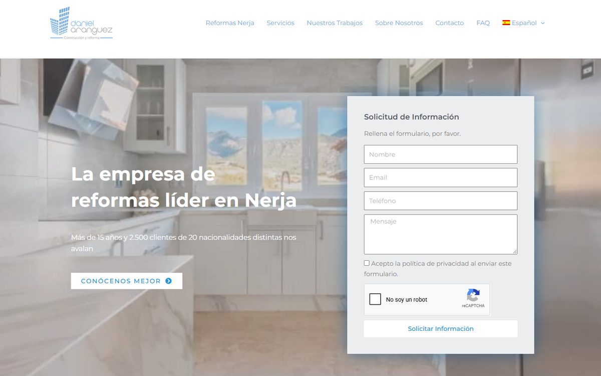 Portada de la web de Daniel Aránguez Construcciones