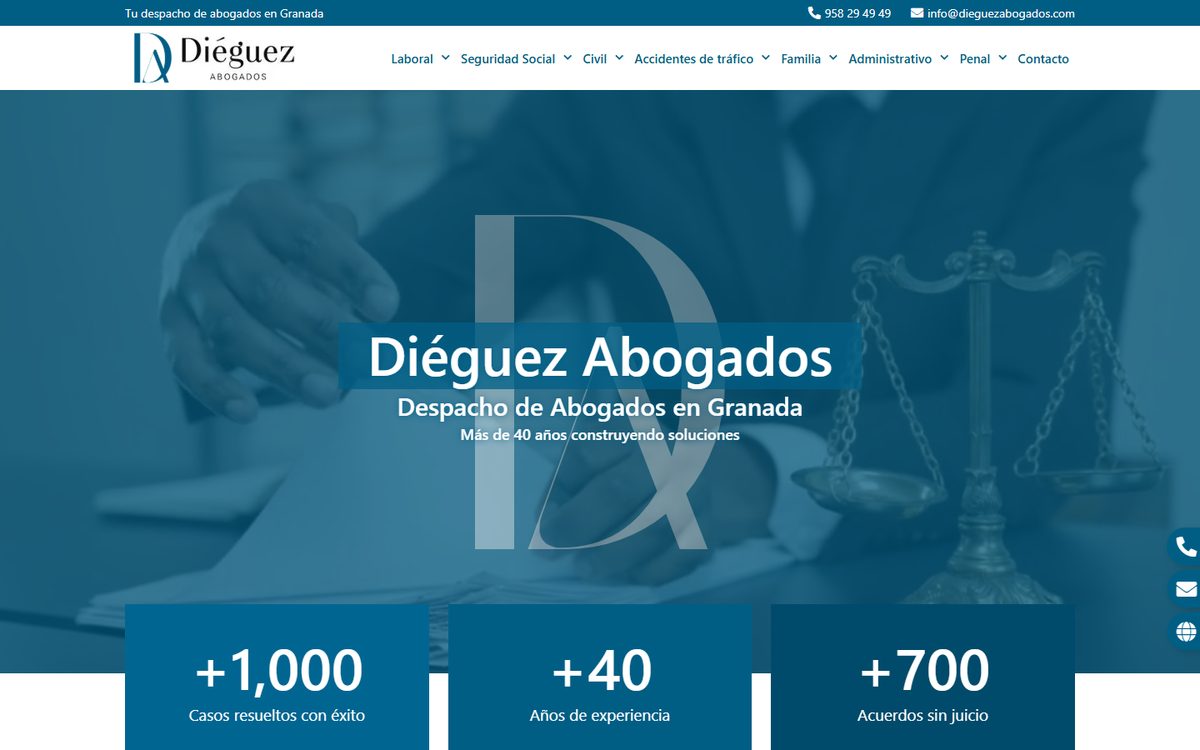 Portada de la web de Diéguez Abogados