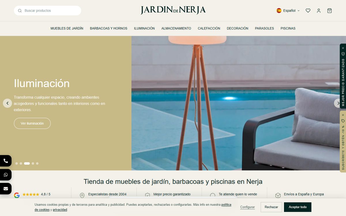 Portada de la web de Jardín de Nerja