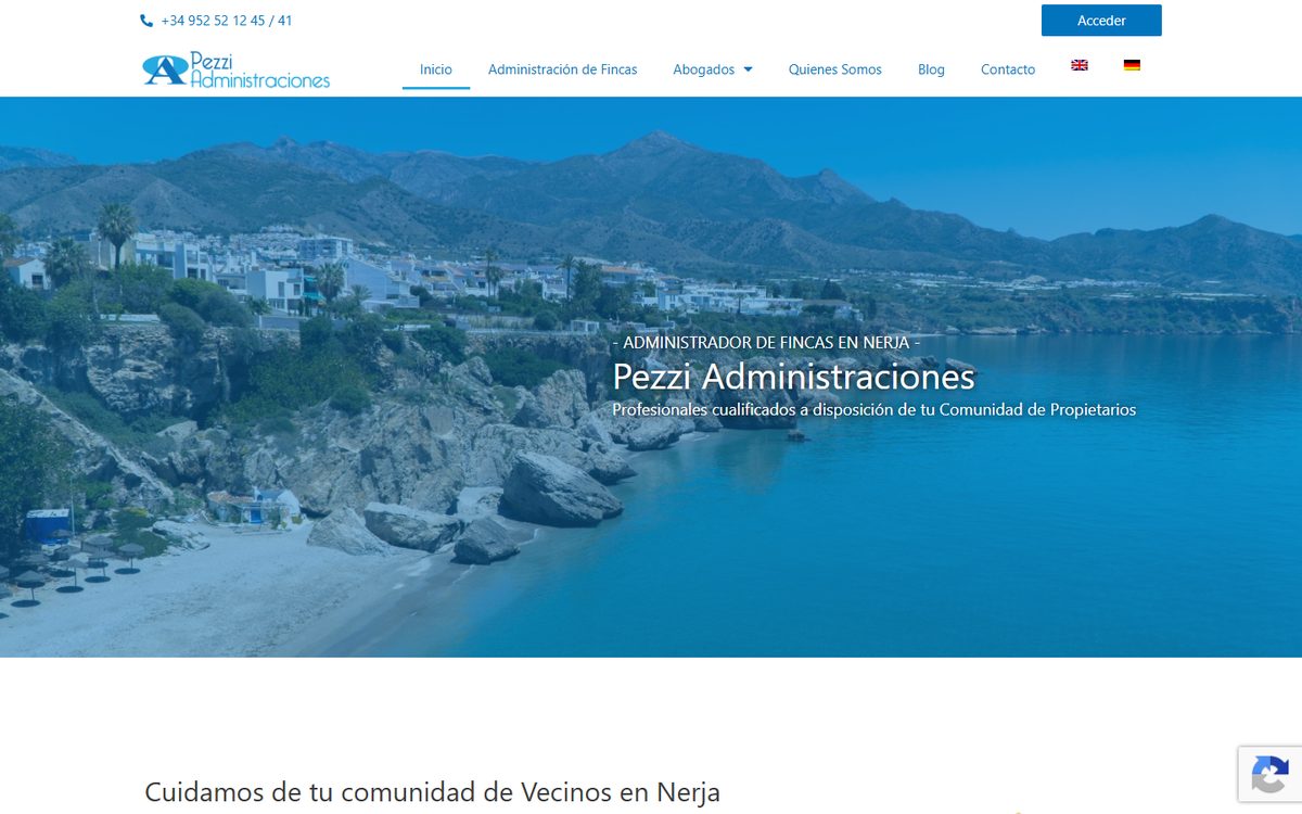 Portada de la web de Pezzi Administraciones