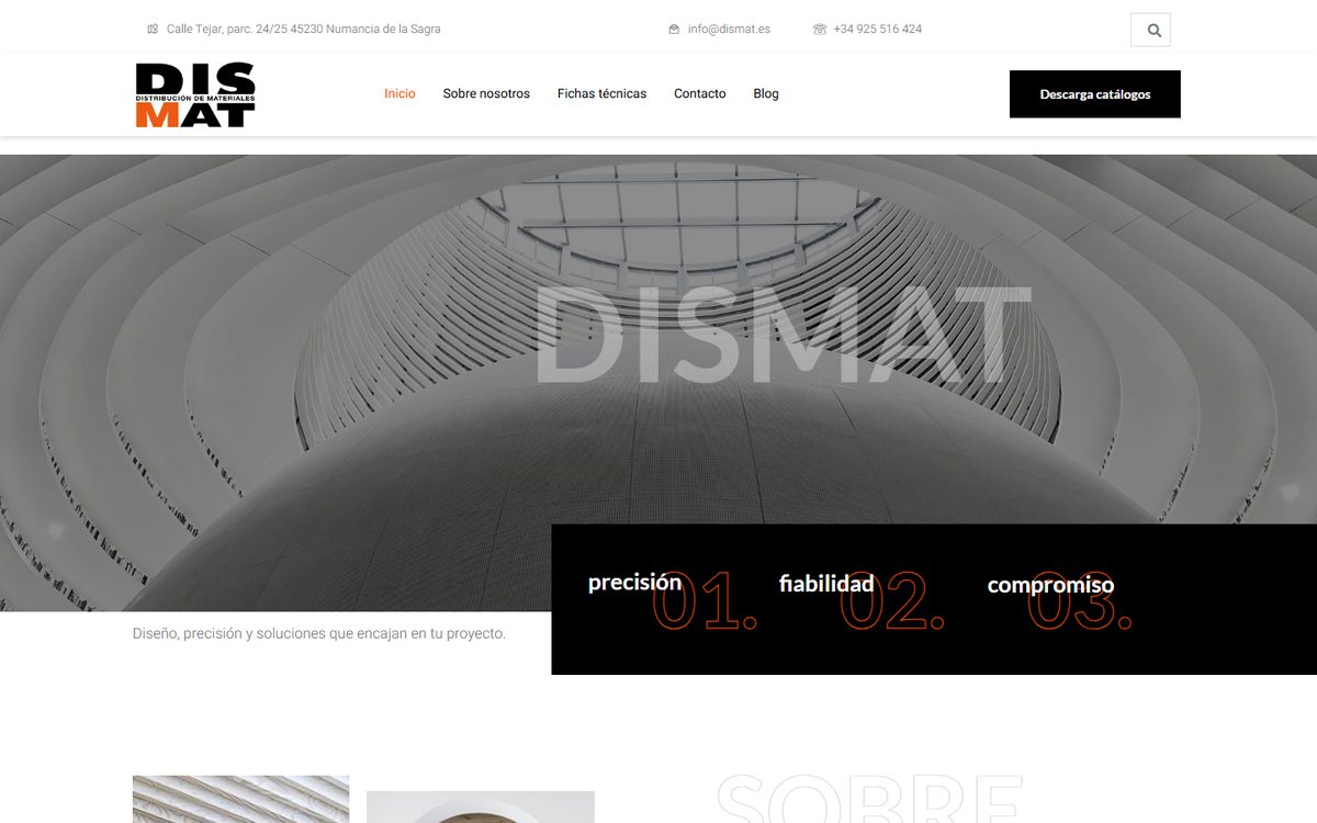 Portada de la web de Dismat