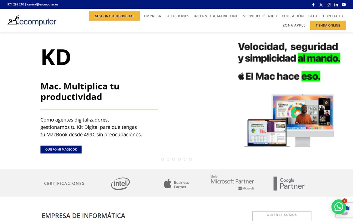 Portada de la web de Ecomputer