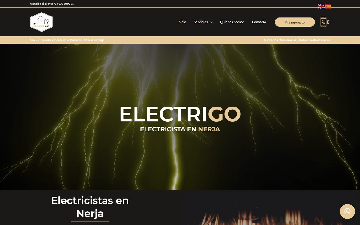 Portada de la web de ElectriGO