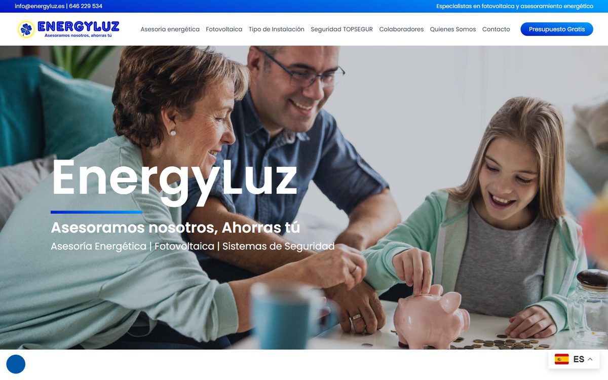 Portada de la web de Energyluz