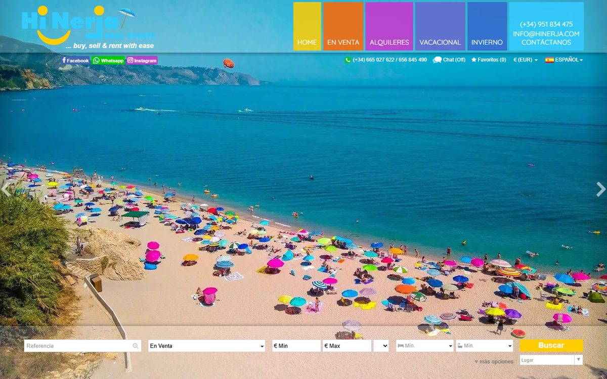Portada de la web de Hi Nerja Real Estate