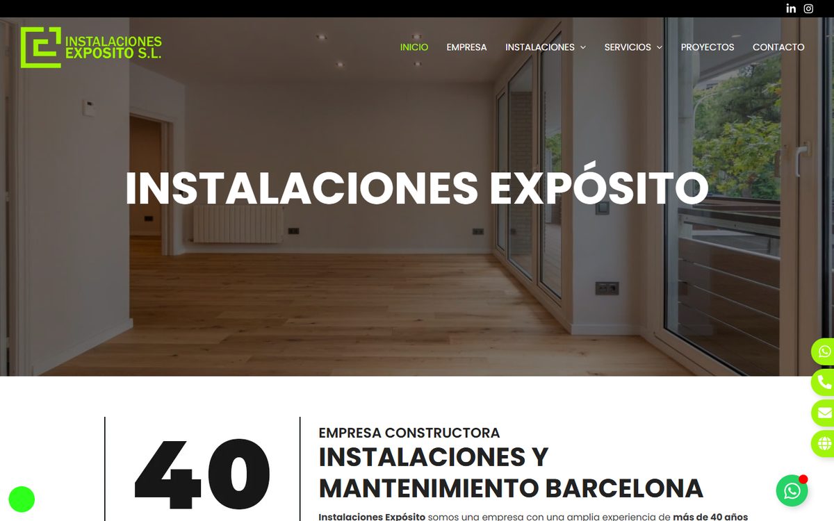 Portada de la web de Instalaciones Expósito
