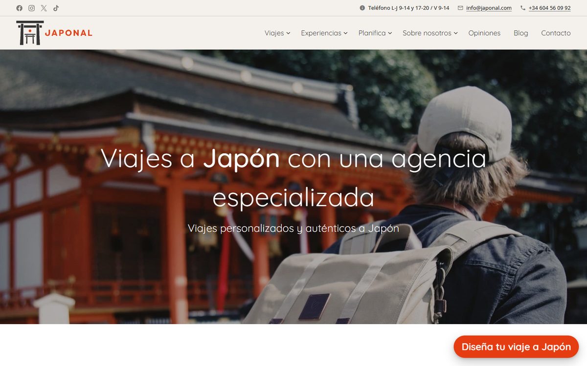 Portada de la web de Japonal
