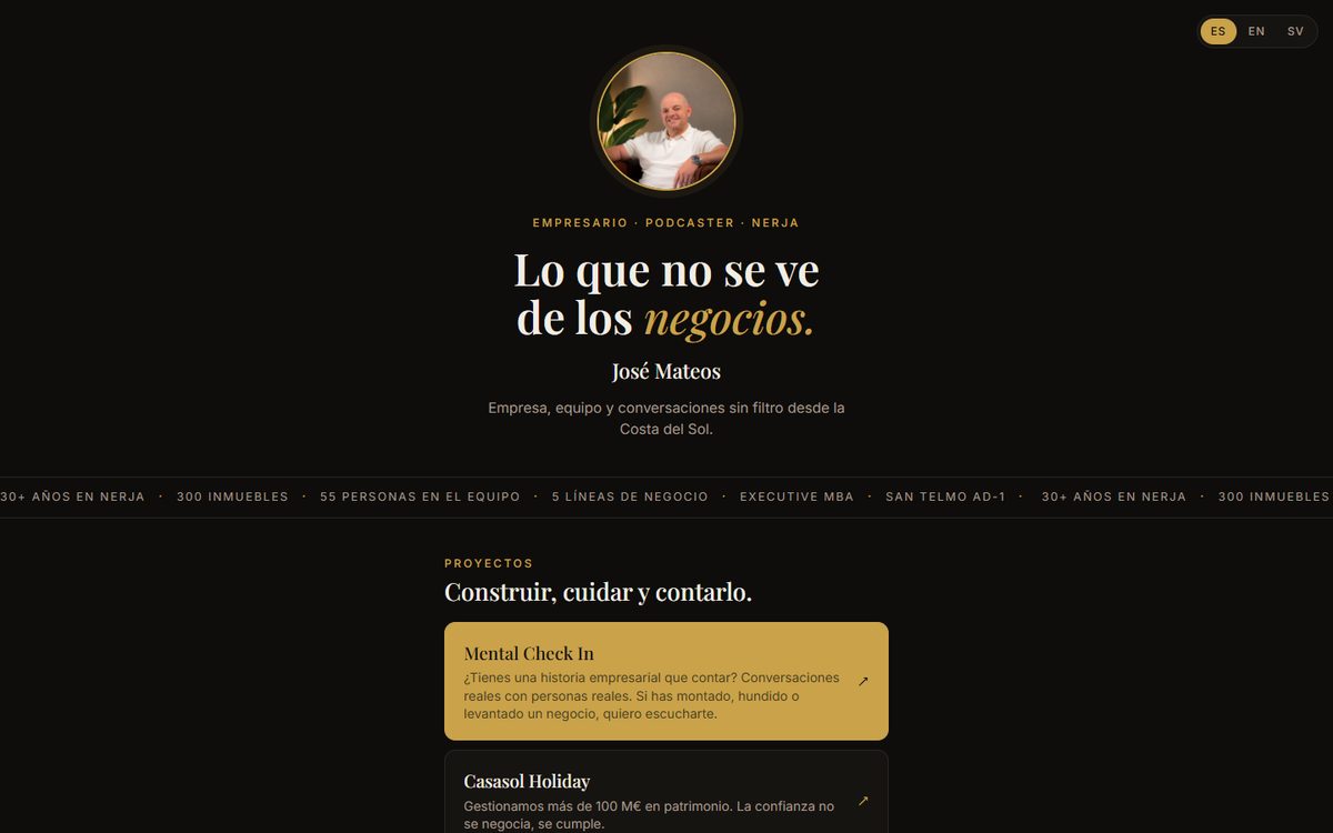 Portada de la web de José Mateos