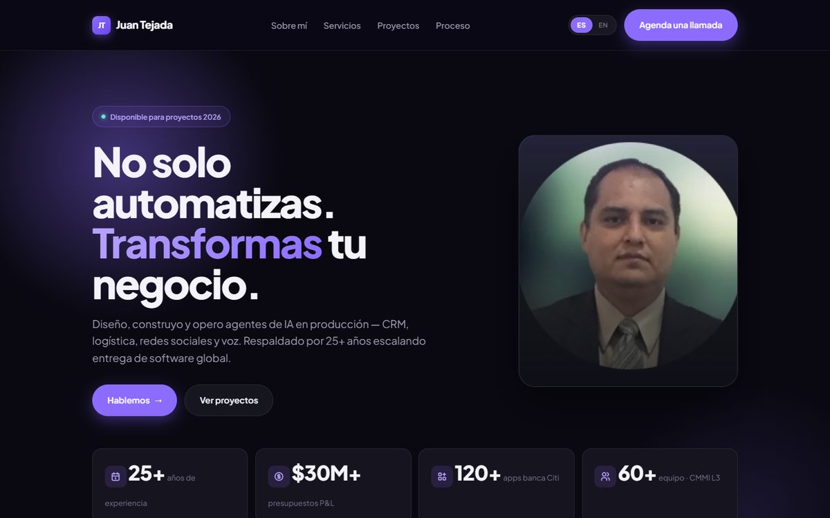 Portada de la web de Juan Tejada