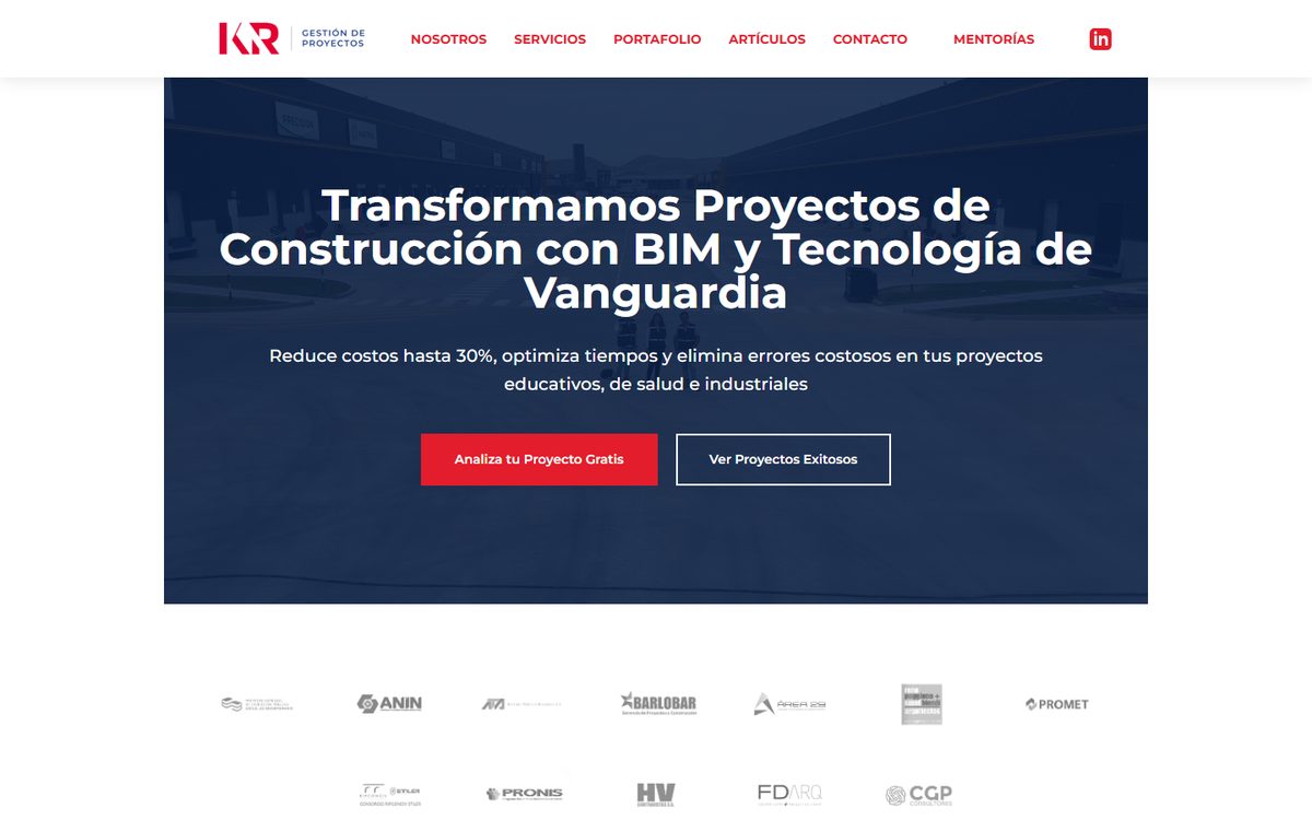 Portada de la web de KR Arquitectos