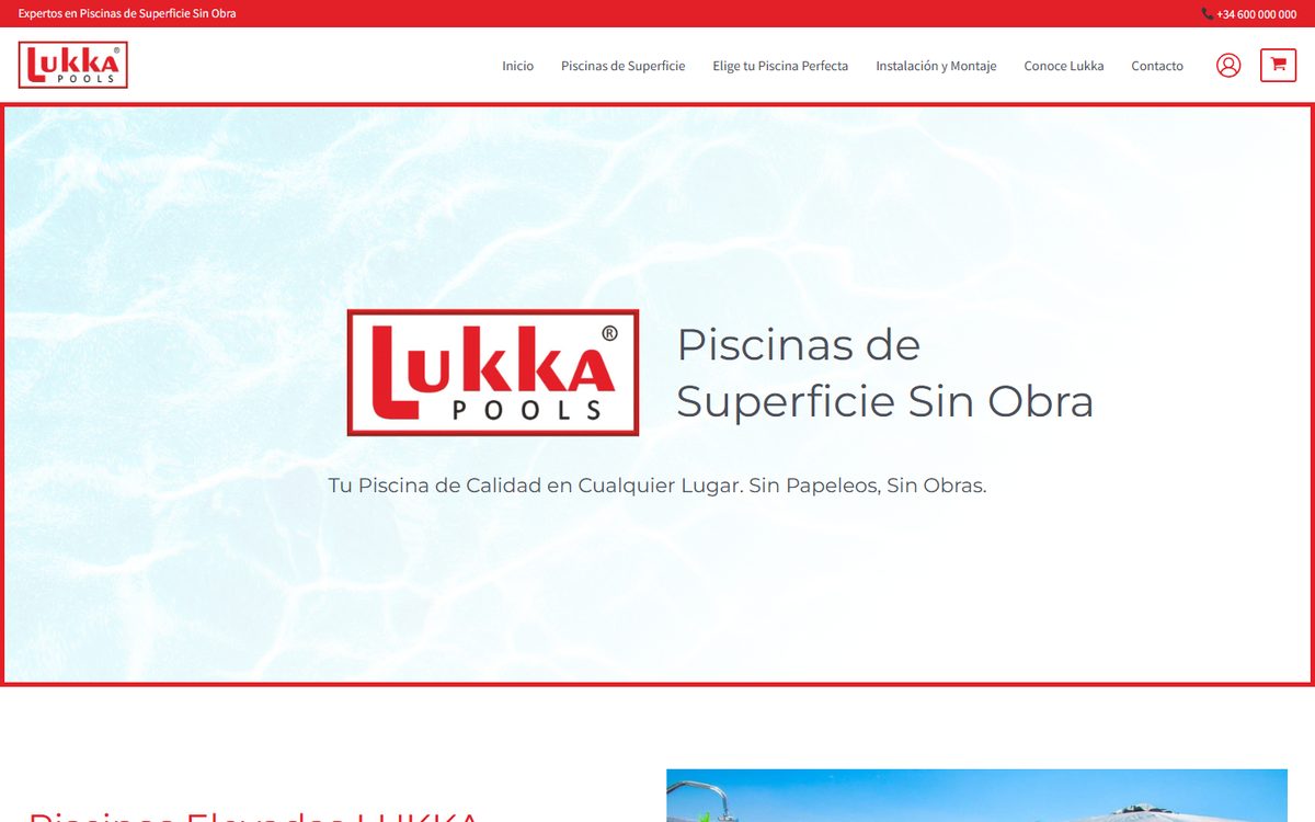 Portada de la web de Lukka Pools
