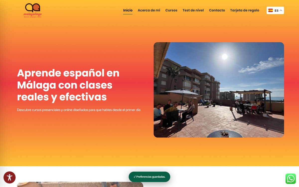 Portada de la web de Málaga Lingo