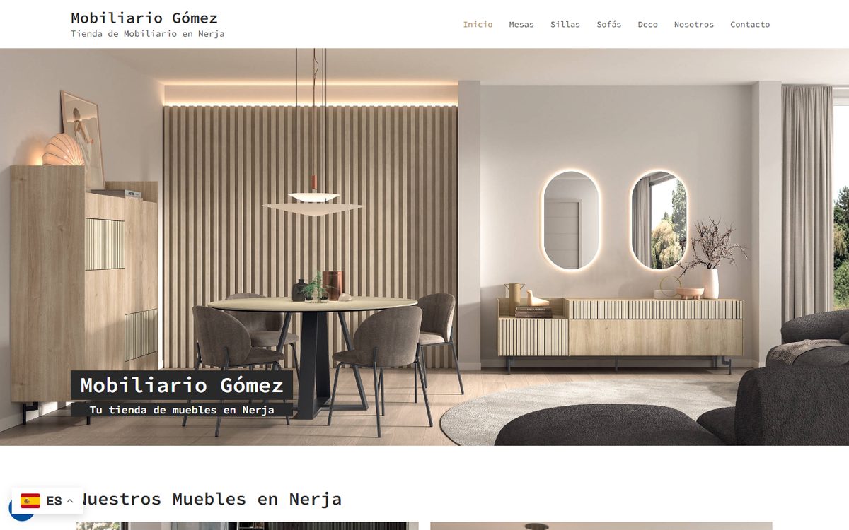 Portada de la web de Mobiliario Gómez