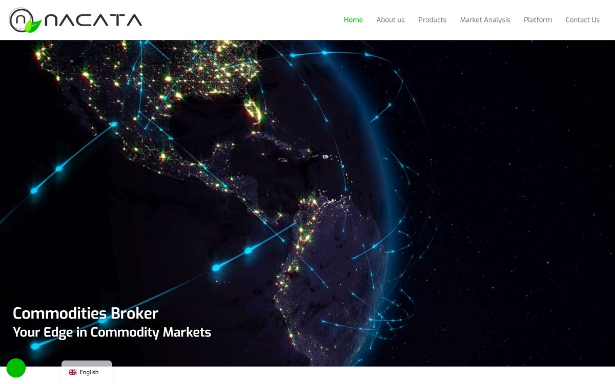 Portada de la web de Nacata Commodities