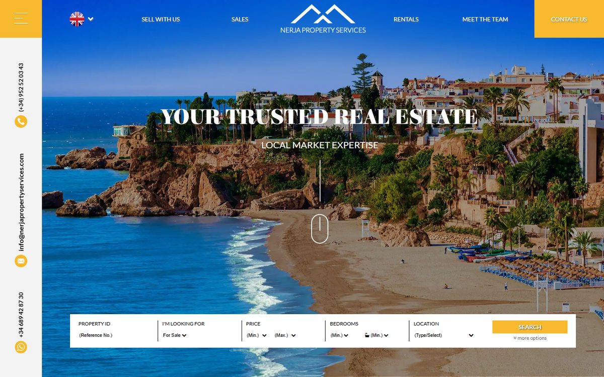 Portada de la web de Nerja Property Services