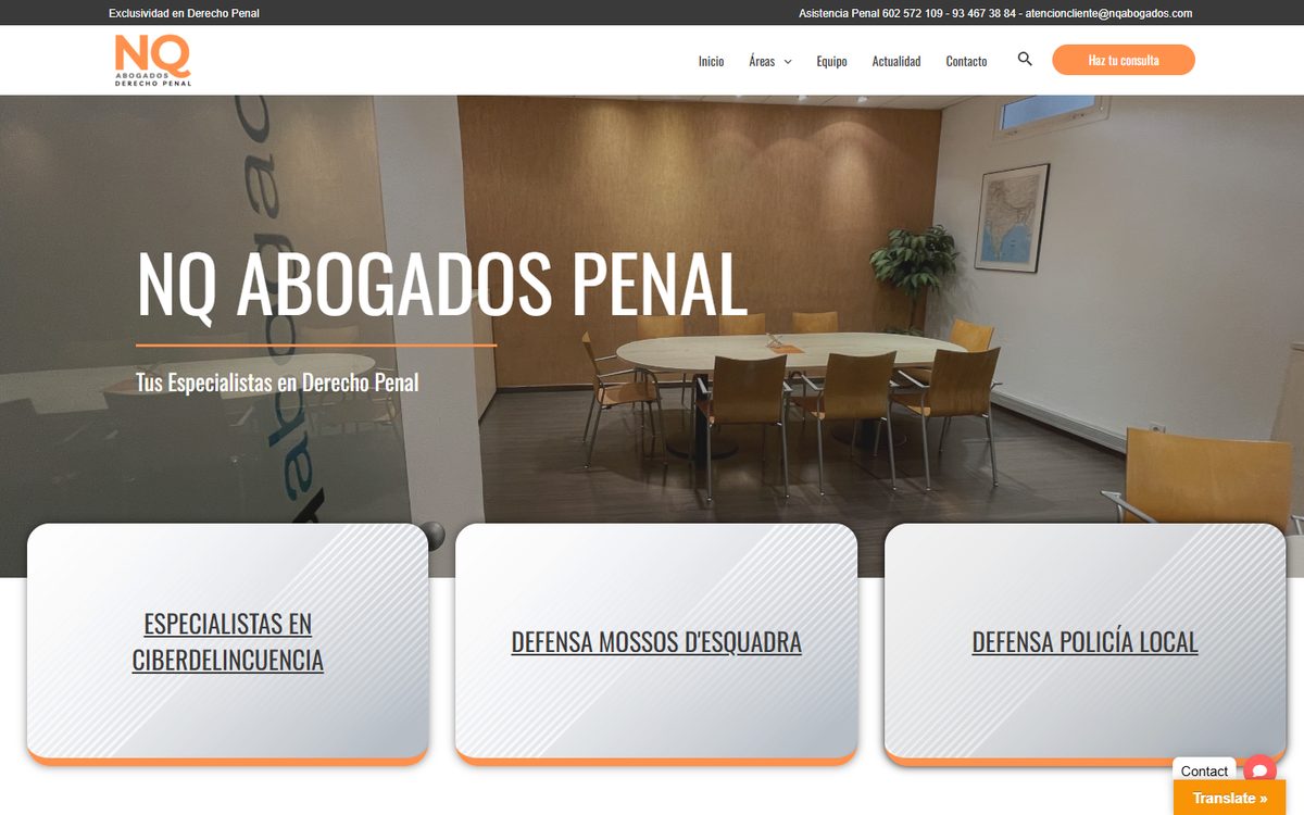 Portada de la web de NQ Abogados Penal