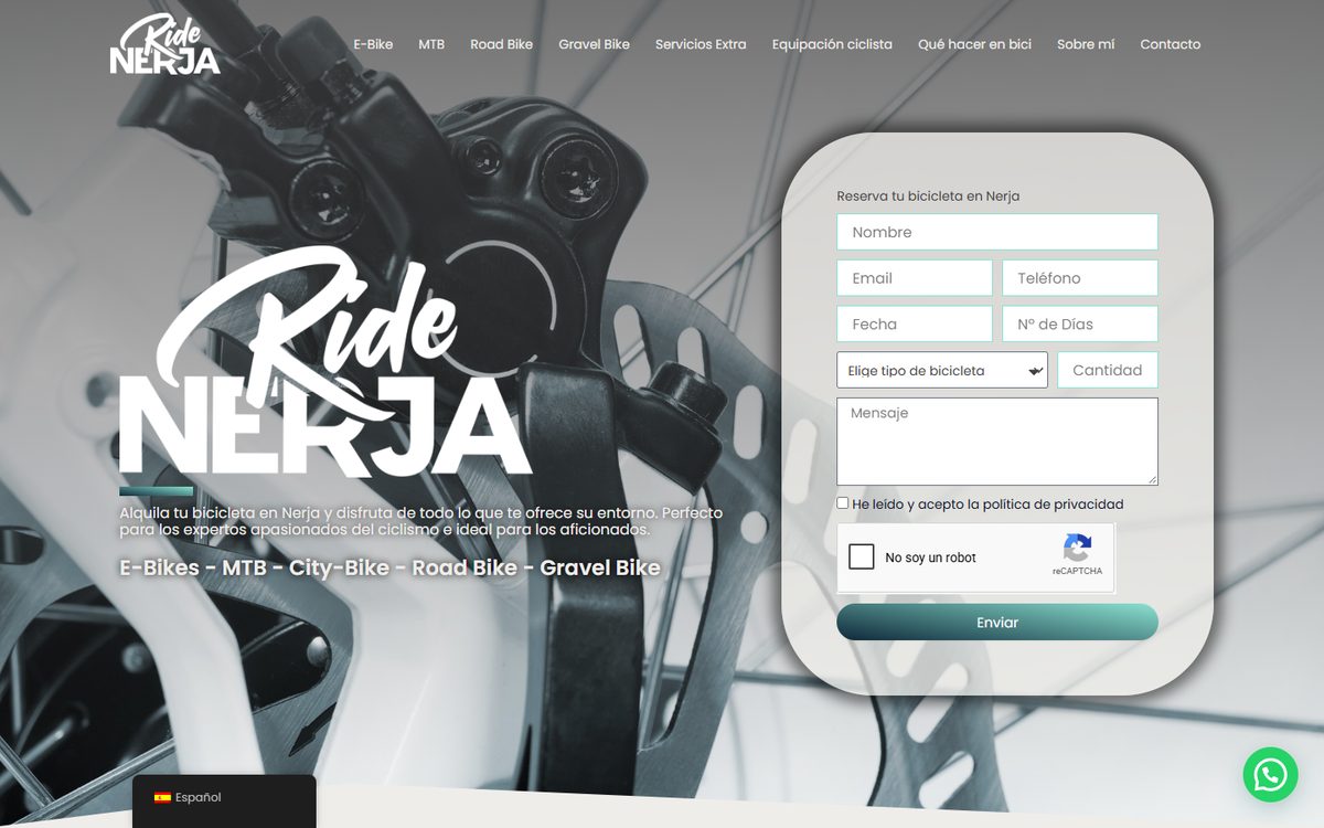 Portada de la web de Ride Nerja