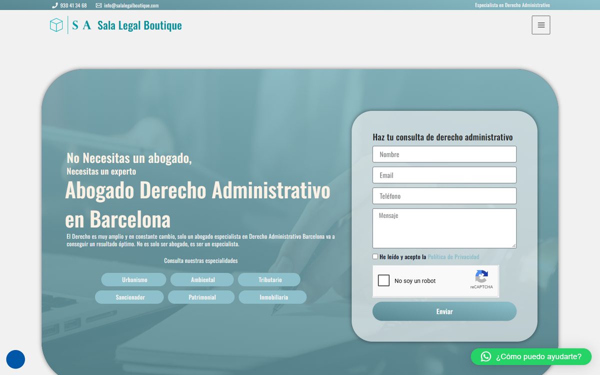 Portada de la web de Sala Legal Boutique
