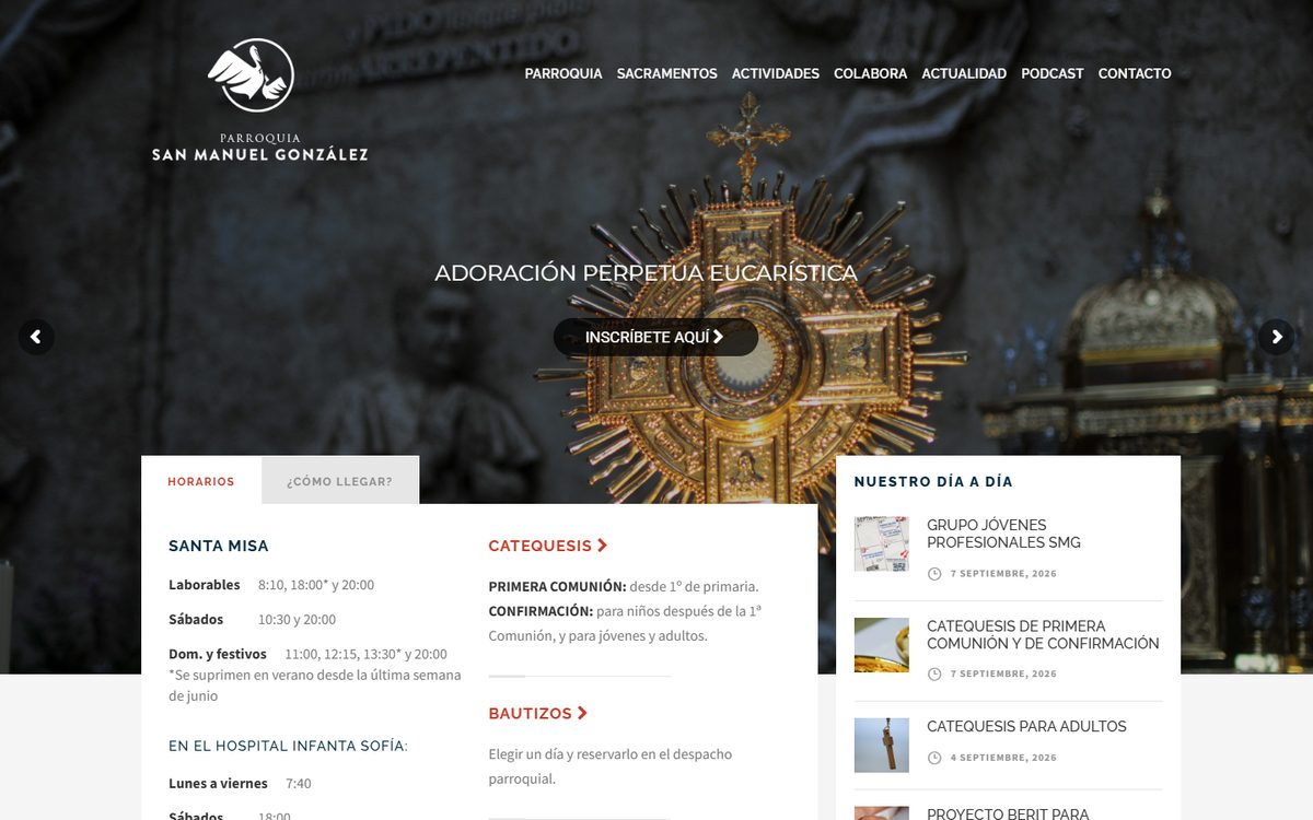 Portada de la web de Parroquia San Manuel González