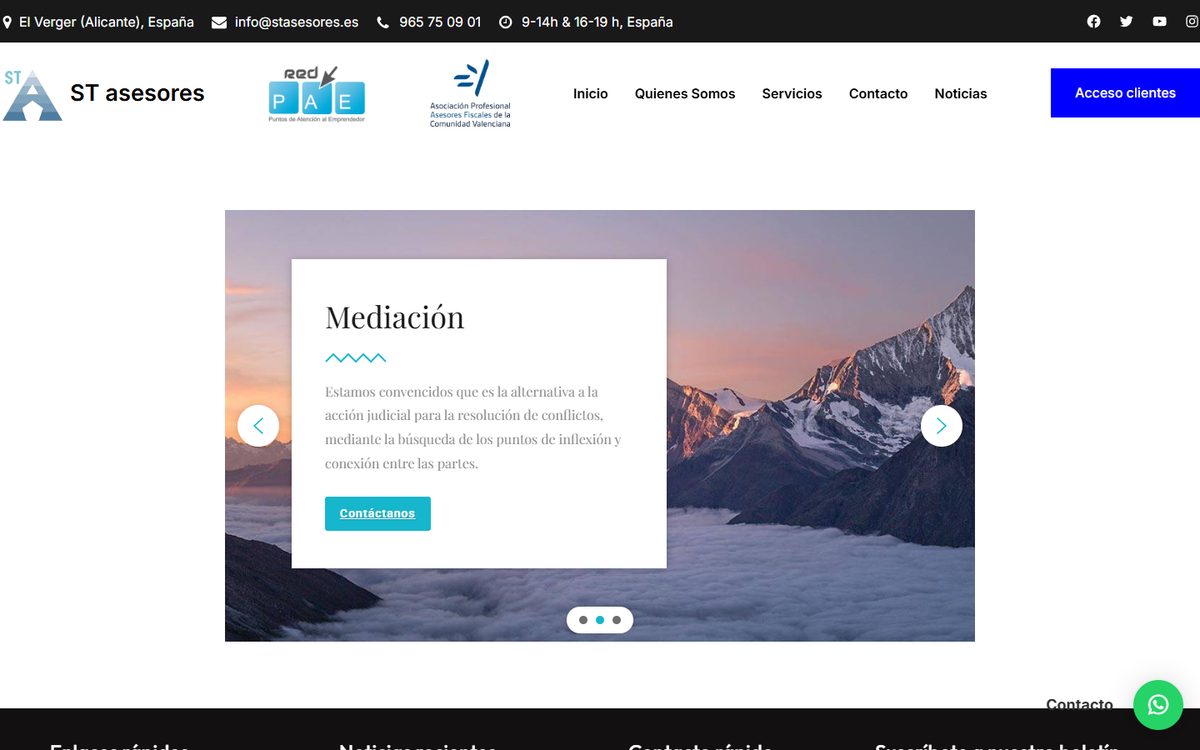 Portada de la web de ST Asesores