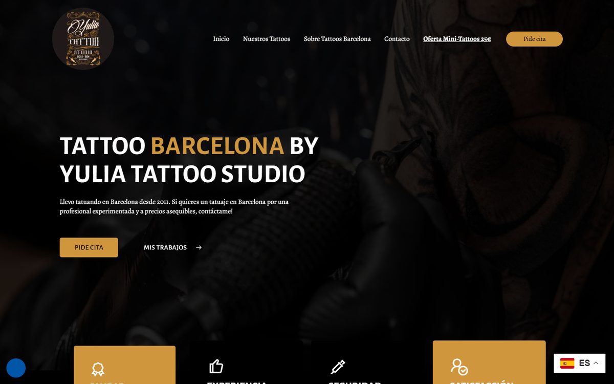 Portada de la web de Tattoos Barcelona by Yulia